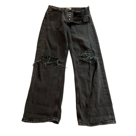 AGOLDE 90's Mid Rise Distressed Loose Jeans in Smokestack